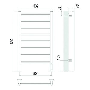 Полотенцесушитель электрический Terminus Аврора П8 500х850 quick touch купить в интернет-магазине сантехники Sanbest
