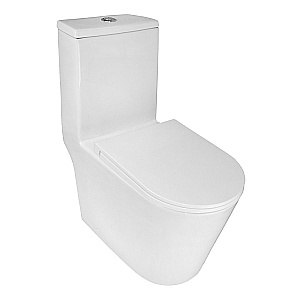 Унитаз моноблок Azario Scala AZ-8101 белый, безободковый, с крышкой микролифт, слив торнадо купить в интернет-магазине Sanbest