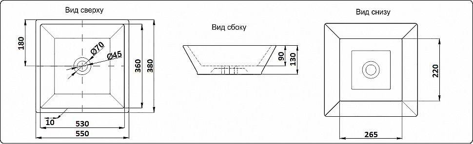 Раковина накладная Ceramalux N 55 9212 белая купить в интернет-магазине Sanbest