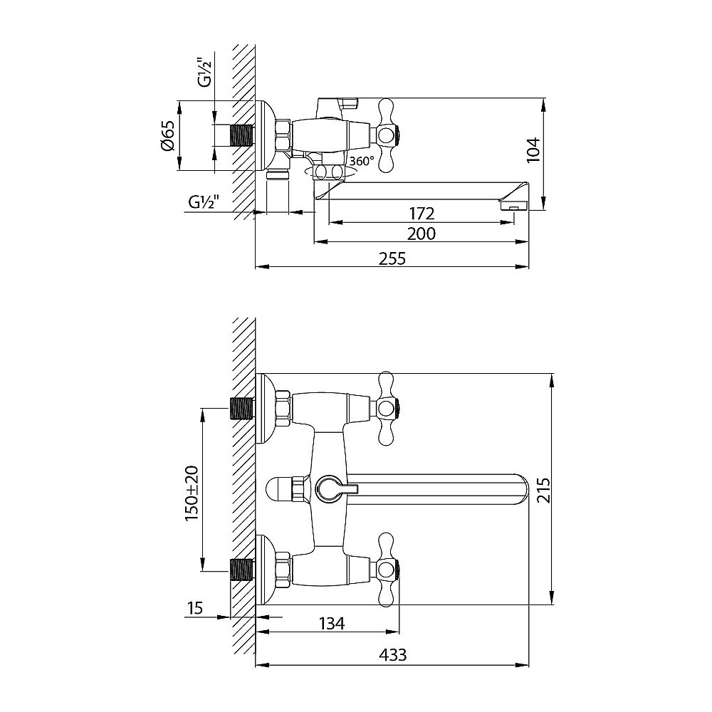 Смеситель для ванны Lemark Standard LM2113C хром купить в интернет-магазине сантехники Sanbest