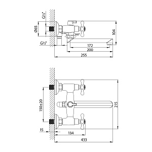 Смеситель для ванны Lemark Standard LM2113C хром купить в интернет-магазине сантехники Sanbest