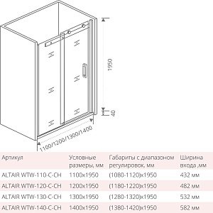 Душевой уголок Good door ALTAIR WTW+SP 140x80 купить в интернет-магазине Sanbest