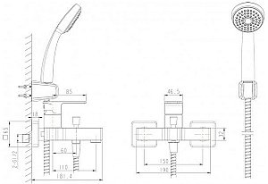 Смеситель для ванны Bravat RIFFLE F672106C-B купить в интернет-магазине сантехники Sanbest