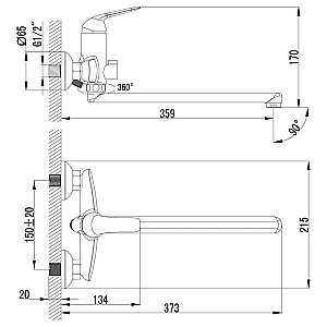 Смеситель для ванны Lemark Plus Advance LM1251C купить в интернет-магазине сантехники Sanbest