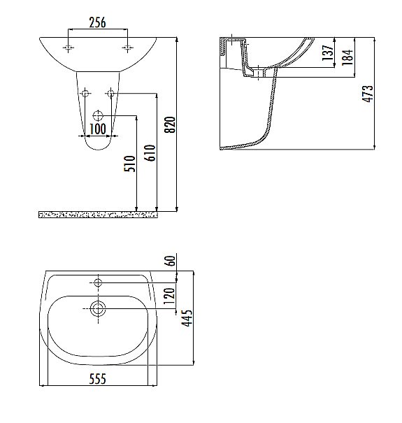 Раковина на полупьедестале Creavit Sedef 55 SD055-00CB00E-0000 белая купить в интернет-магазине Sanbest