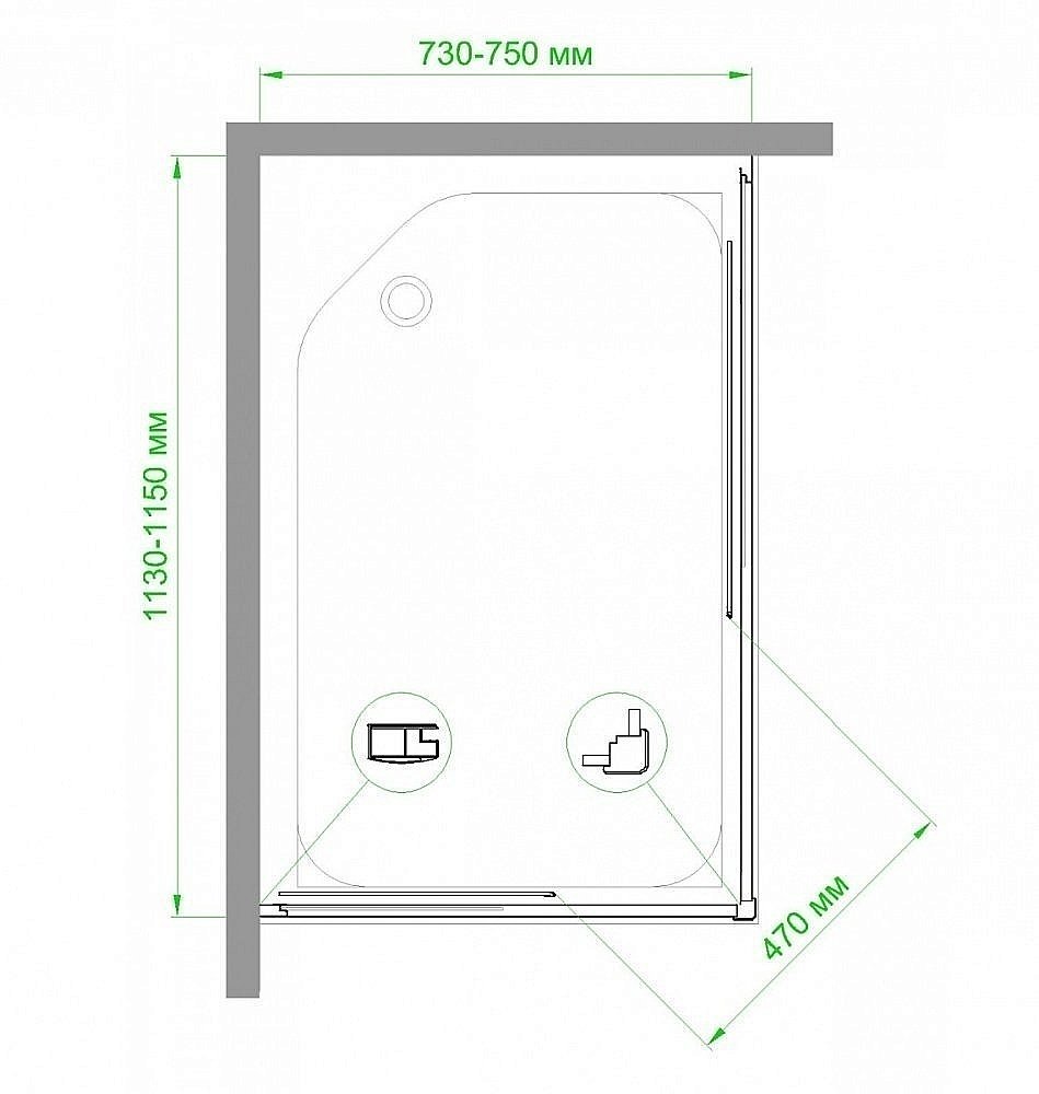 Душевой уголок Royal Bath RB11575HPD-T 75х115 прозрачный купить в интернет-магазине Sanbest
