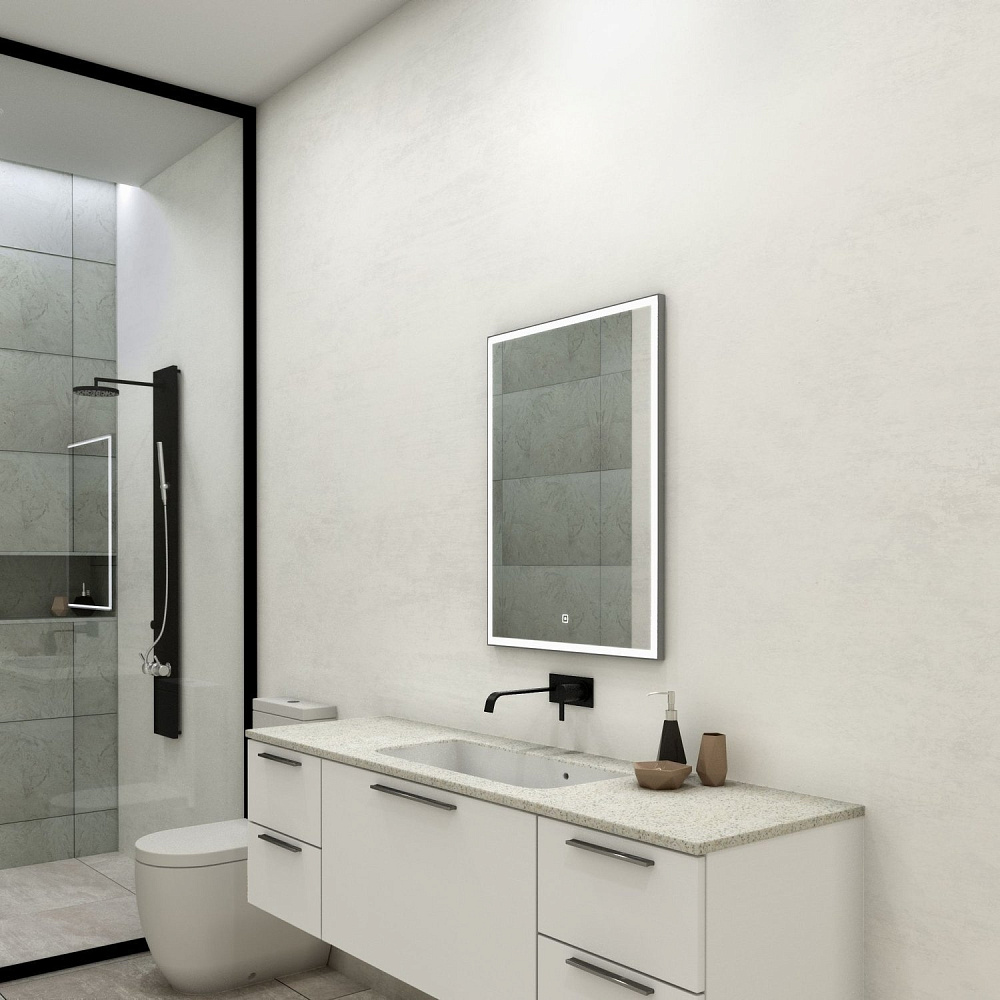 Зеркало с подсветкой ART&MAX AREZZO 60x80 хром в ванную от интернет-магазине сантехники Sanbest