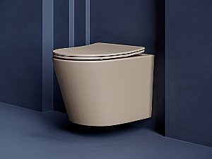 Унитаз подвесной Ceramica Nova Balearica Rimless CN6000MC безободковый, с крышкой микролифт, капучино матовый купить в интернет-магазине Sanbest