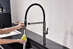 Смеситель для кухни Paulmark Leader Le214101-GM вороненая сталь купить в интернет-магазине сантехники Sanbest