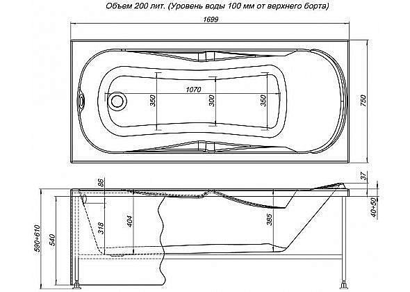 Акриловая ванна Aquanet Rosa с г/м Relax 170x75 купить в интернет-магазине Sanbest