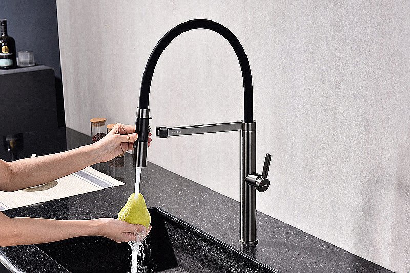 Смеситель для кухни Paulmark Leader Le214101-GM вороненая сталь купить в интернет-магазине сантехники Sanbest