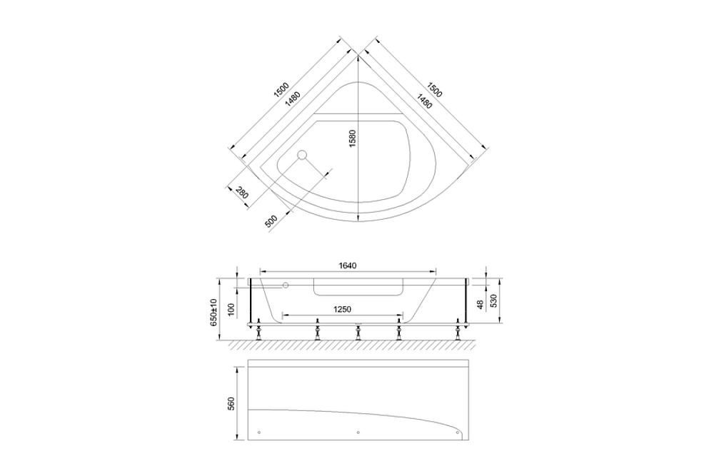 Акриловая ванна Royalbath ROJO 150х150 купить в интернет-магазине Sanbest