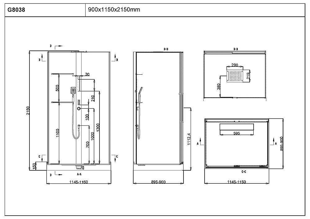 Душевая кабина Black&White Galaxy G8038 90х115 купить в интернет-магазине Sanbest