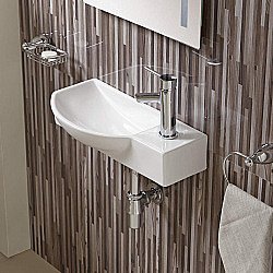 Раковина подвесная WW AISBACH 7945 GL-WT R глянцевая белая правая купить в интернет-магазине сантехники Sanbest