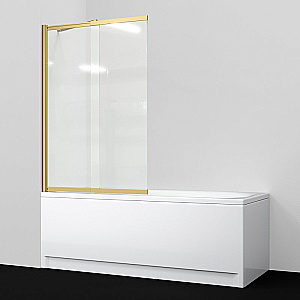 Шторка для ванны с фиксатором WasserKraft Schunter 82S02-80WS Fixed 80 стекло прозрачное/профиль матовое золото купить в интернет-магазине Sanbest