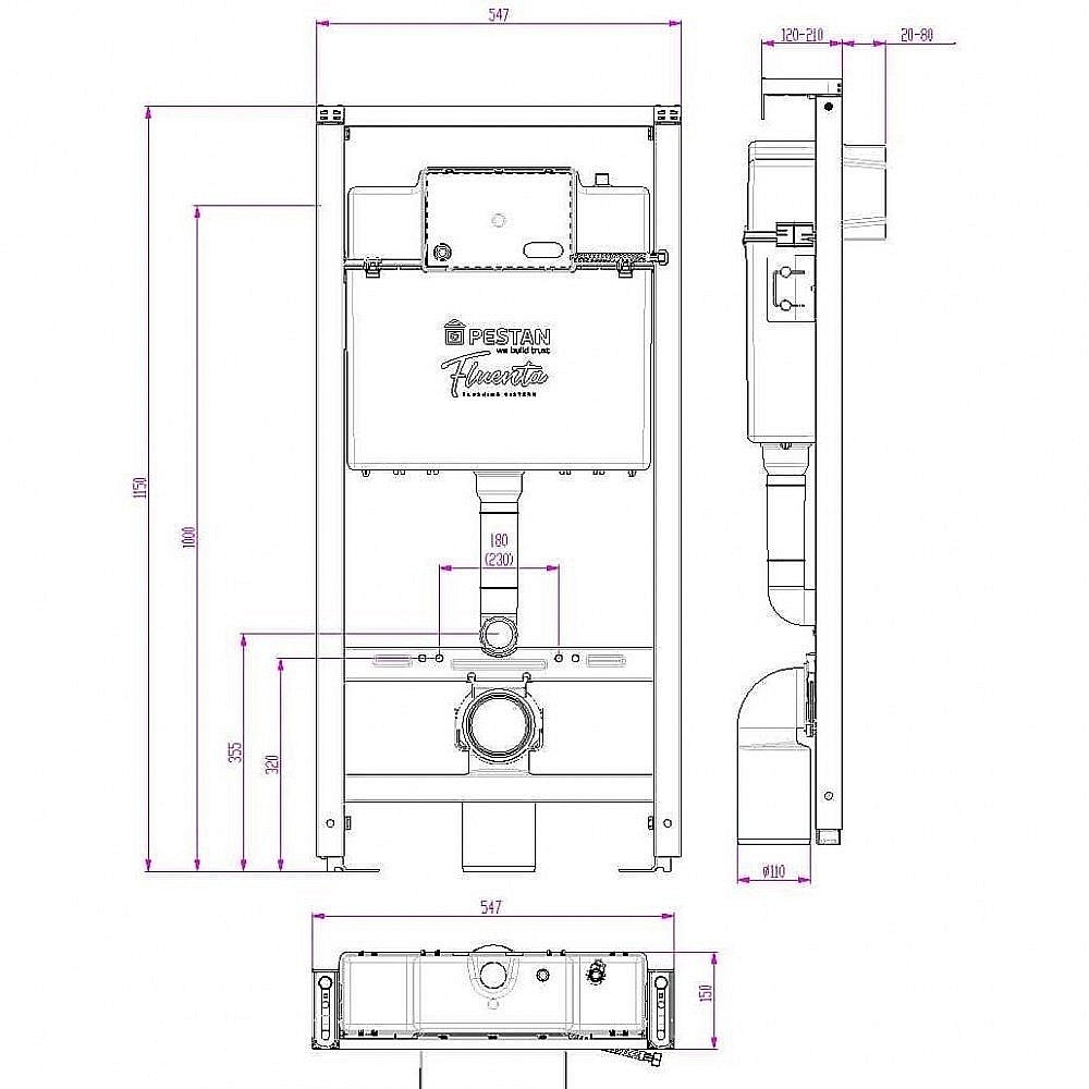 Унитаз с инсталляцией Pestan Fluenta Rimless SET40006661PW безободковый, с крышкой микролифт, кнопка белая купить в интернет-магазине Sanbest