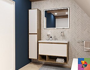 Тумба с раковиной Эстет Monaco Wood 90 подвесная 1 ящик/любой цвет тумбы и раковины с блестками под заказ для ванной в интернет-магазине Sanbest