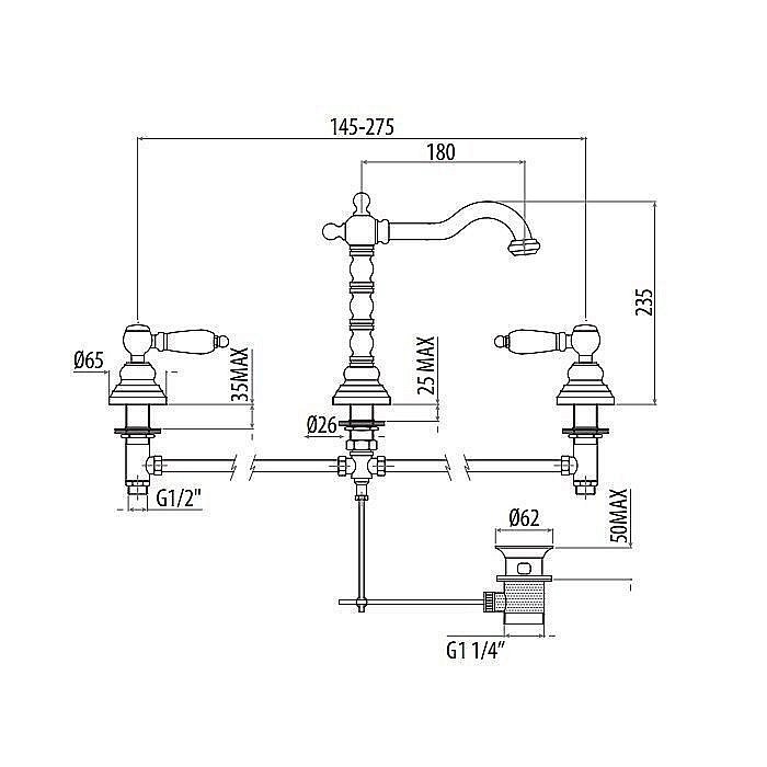Смеситель для раковины Gattoni Vivaldi lever 13100/13V0br бронза купить в интернет-магазине сантехники Sanbest