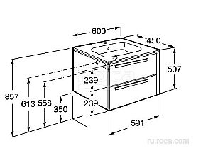 Тумба с раковиной Roca Lago 857295806 60 белый глянец для ванной в интернет-магазине Sanbest