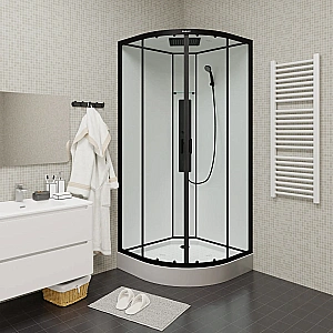 Душевая кабина Parly AMI 90х90 стекло прозрачное/профиль черный купить в интернет-магазине Sanbest