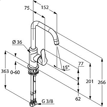 Смеситель для раковины Kludi Objekta 320240575 хром купить в интернет-магазине сантехники Sanbest