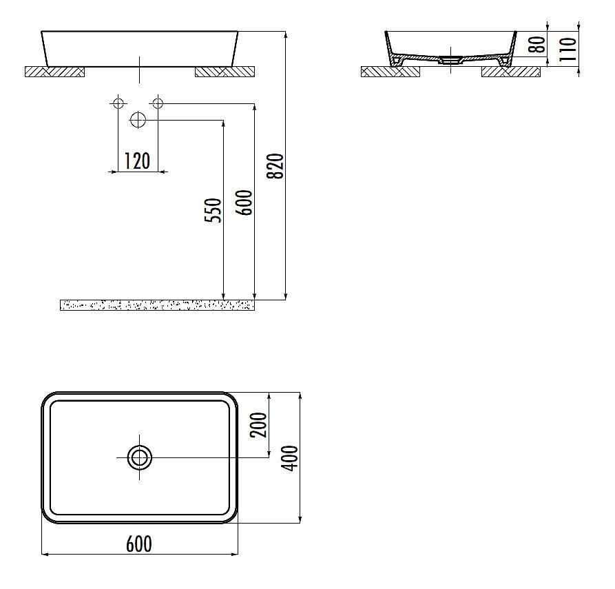 Раковина Creavit Loop 60 LP060-0000 белая купить в интернет-магазине Sanbest