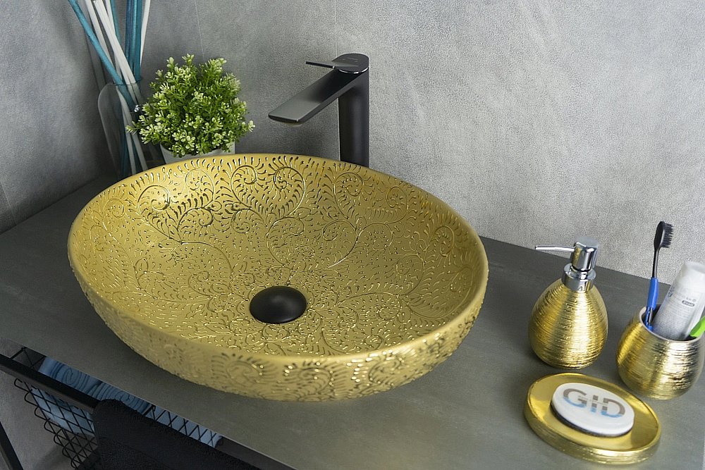 Раковина накладная Gid Lago 51,5 Nc444 52233 золото купить в интернет-магазине Sanbest