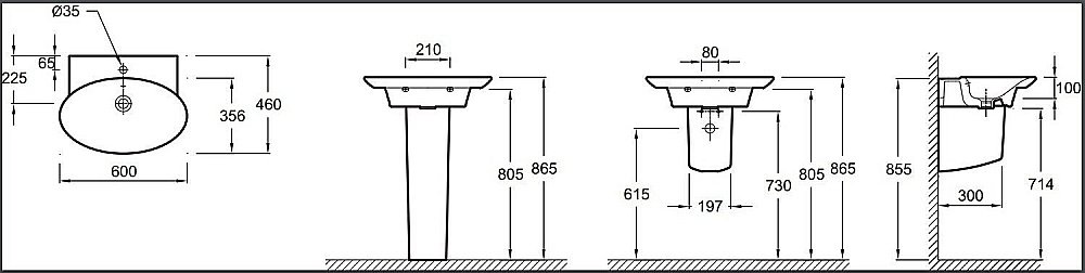 Раковина Jacob Delafon PRESQU`ILE 60 E4438-00 белая купить в интернет-магазине Sanbest