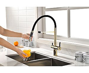 Смеситель для кухни Paulmark Gravity Gr213888-G золото купить в интернет-магазине сантехники Sanbest