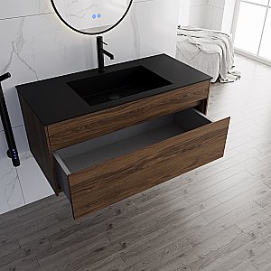 Тумба с раковиной Vincea Chiara 100 VMC-2C100CO/VCB-13100B тёмный дуб/раковина черная для ванной в интернет-магазине Sanbest