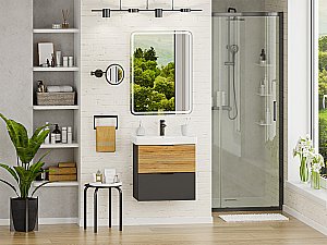 Тумба с раковиной Misty Форест - 60 Э-Фор-09060-0219-2Я светлое дерево/серый для ванной в интернет-магазине Sanbest