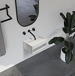 Тумба с раковиной ABBER Stein AS2645-0.6 белая матовая для ванной в интернет-магазине Sanbest