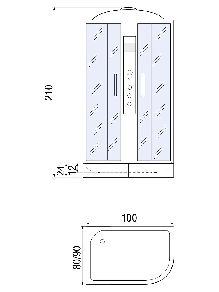 Душевая кабина River DUNAY 100/80/24 MT купить в интернет-магазине Sanbest