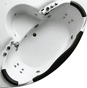 Ванна акриловая Gemy Glass Panel G9025-II B 155х155 белая с гидромассажем купить в интернет-магазине Sanbest