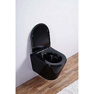 Унитаз подвесной Esbano CLAVEL ESUPCLAVB безободковый, с крышкой микролифт, черный купить в интернет-магазине Sanbest