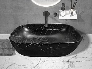 Раковина накладная CeruttiSpa 50 10369 черный мрамор матовый купить в интернет-магазине Sanbest