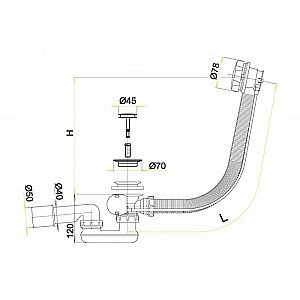 Слив-перелив для ванны Vega V55K п/а купить в интернет-магазине сантехники Sanbest