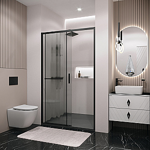 Душевая дверь Grossman Style 130 100.K33.05.130.21.02 стекло шиншилла/профиль черный матовый купить в интернет-магазине Sanbest