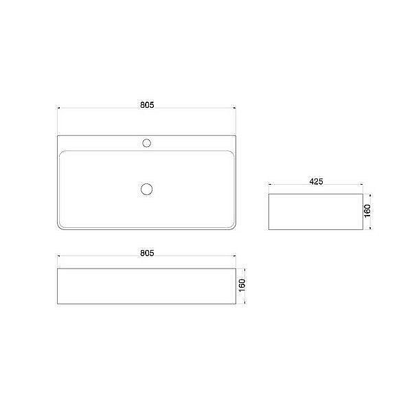 Раковина накладная SantiLine 80,5 SL-1080 белая купить в интернет-магазине Sanbest