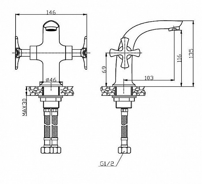 Смеситель для раковины Agger Love A1002100 хром купить в интернет-магазине сантехники Sanbest