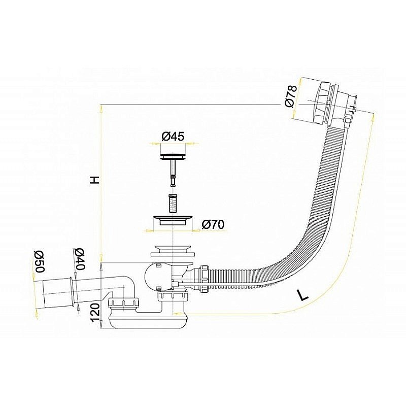 Слив-перелив для ванны Vega V55K п/а купить в интернет-магазине сантехники Sanbest