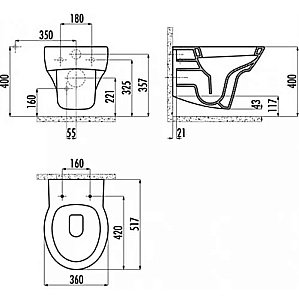 Унитаз подвесной Creavit Jaws JW320.00100 белый купить в интернет-магазине Sanbest