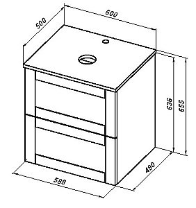 Столешница Aquanet Терра 60 белый матовый для ванной в интернет-магазине сантехники Sanbest