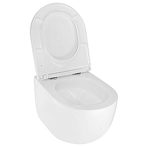 Унитаз подвесной Azario Terso AZ-092E-UQ3 белый, безободковый, с крышкой микролифт, слив торнадо купить в интернет-магазине Sanbest