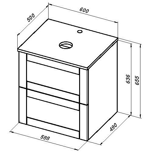 Столешница Aquanet Терра 60 белый матовый для ванной в интернет-магазине сантехники Sanbest