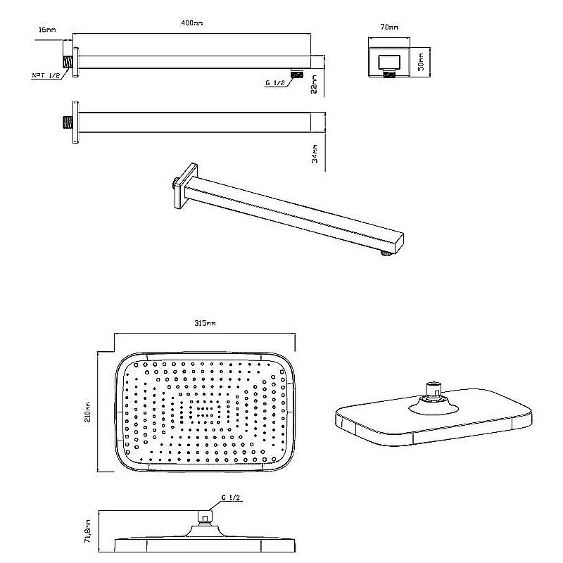 Верхний душ Vincea VSHD-41CMB черный матовый купить в интернет-магазине сантехники Sanbest