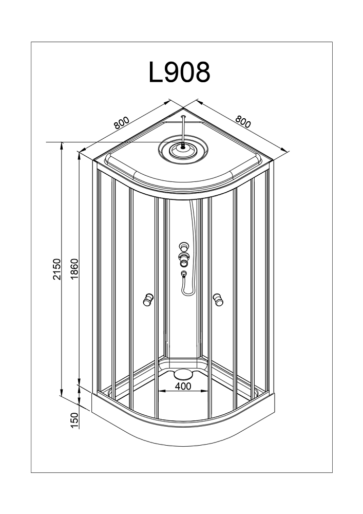 Душевая кабина Deto Серия L L 908 с гм. и эл. 80x80 купить в интернет-магазине Sanbest