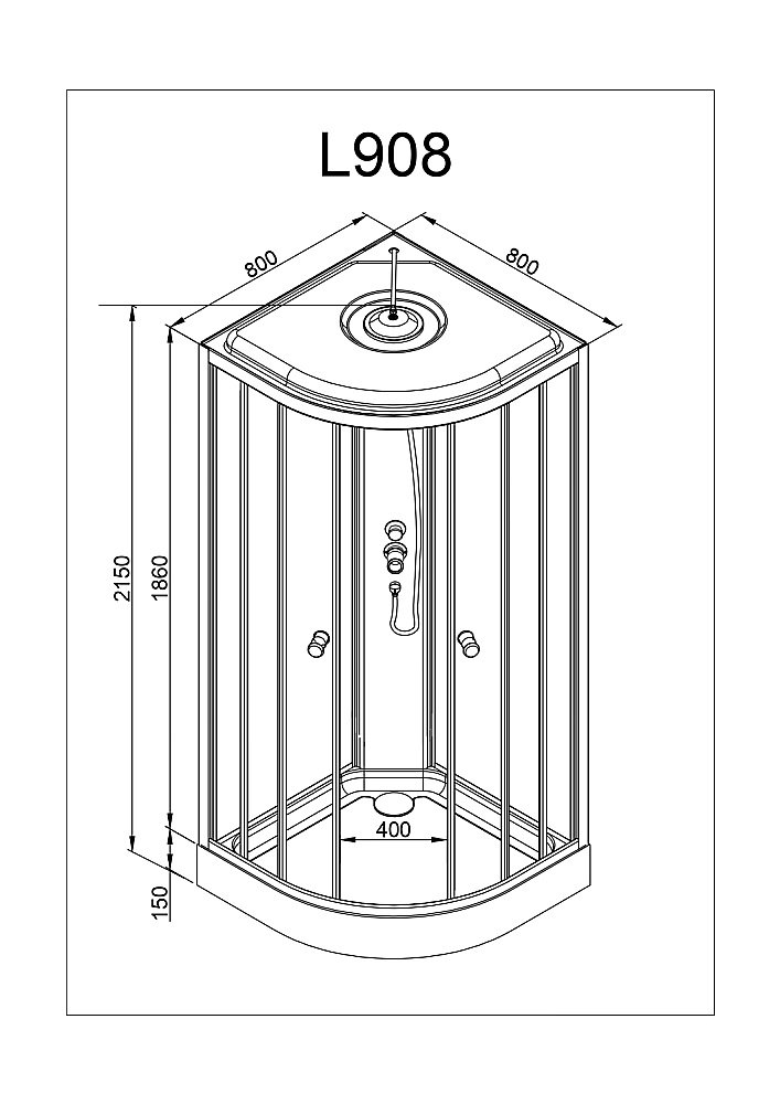 Душевая кабина DTO Серия L 908 с гм. и эл. 80x80 купить в интернет-магазине Sanbest