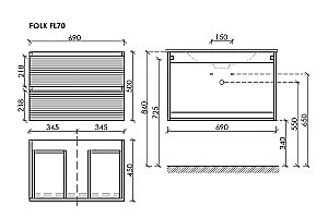Тумба с раковиной Sancos Folk 70 FL70GS Grey soft для ванной в интернет-магазине Sanbest