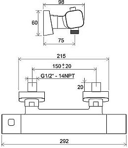 Смеситель для душа Ravak 10° X070140 купить в интернет-магазине сантехники Sanbest